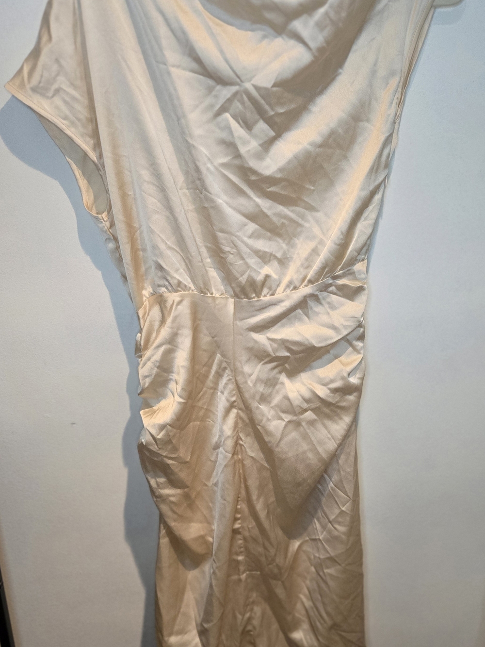 SHEIN Cream Maxi Dress with Draped Waist
